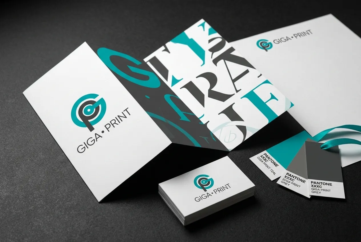 Immagine coordinata Giga Print: pieghevole, biglietti da visita e carta intestata con il nuovo logo